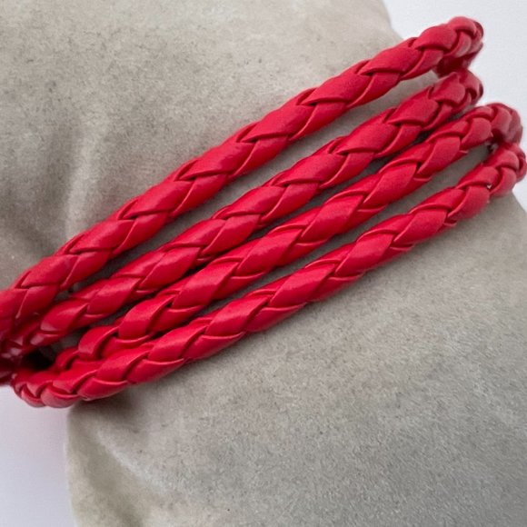 Bracelet Vegan Red Faux Leather Wristband Wrap Ban - Picture 2 of 9